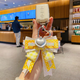 2025新款 布藝蝴蝶結(jié)汽車鑰匙扣精美書包掛件女精致車鑰匙掛件