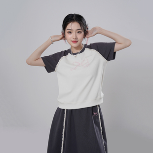 衛(wèi)裙套裝 花邊蝴蝶結(jié)短袖 2024春夏ins風(fēng)簡(jiǎn)約可愛(ài)兩件套 粉荔幻夢(mèng)