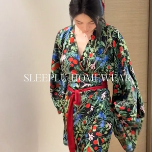 夏季 2025新款 冰絲緞面睡裙 國風性感純欲風真絲睡袍睡衣女款 新中式