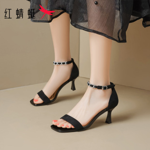 女高跟鞋 一字帶涼鞋 2025新款 春夏細(xì)跟時尚 紅蜻蜓女鞋 單鞋 氣質(zhì)法式