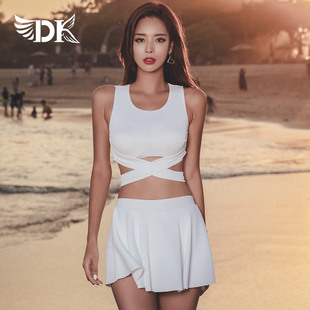 性感聚攏保守遮肚顯瘦韓國泡溫泉泳裝 DK游泳衣女2025新款 分體裙式