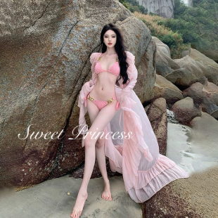 海邊度假泳衣 比基尼高級ins性感兩件套分體純欲罩衫 女神降臨