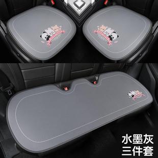 防滑座墊 亞麻蕾絲車墊女神帶靠背布藝四季 汽車坐墊三件套新品 夏季