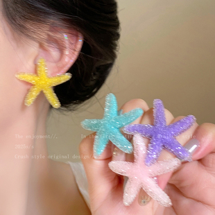 海邊度假風(fēng)海星耳環(huán)女夏天2025新款 超火耳釘獨(dú)特漂亮夸張耳飾 爆款