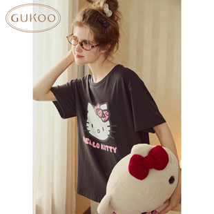 家居服套裝 hellokitty系列純棉短袖 果殼睡衣女夏款 Gukoo