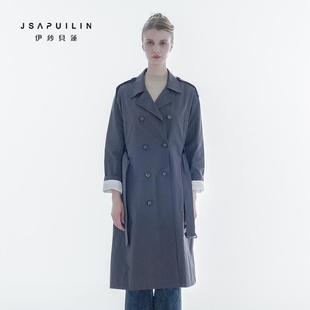 中長款 2025新款 伊紗貝蓮風(fēng)衣女款 雙排扣系帶外套 商場專柜