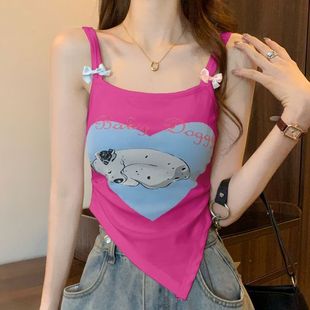 上衣女夏季 夏日多巴胺穿搭吊帶小背心2025新款 甜辣外穿不規(guī)則無袖