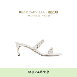 CAOVILLA RENE PEARL系列白色水鉆女士高跟涼鞋 春夏新品
