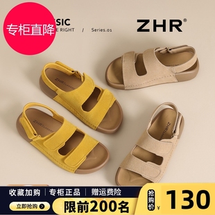 復古厚底運動休閑沙灘鞋 真皮涼鞋 外穿踩屎感勃肯鞋 夏季 女2025新款