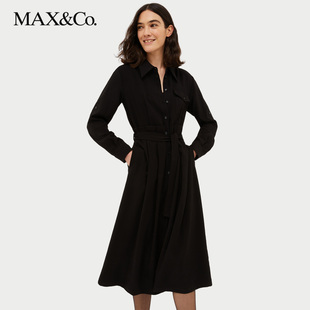 長款 MAX&Co.春夏女裝 長袖 式 連衣裙6221034202 氣質襯衫
