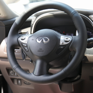 q50L esq qx5060 g25 手縫真皮方向盤套 q70L 適用于英菲尼迪fx35