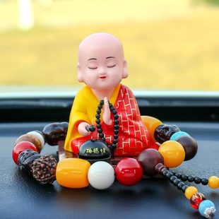 小中控臺和尚車內(nèi)飾品上可愛搖頭汽車太陽能車載擺件裝 飾用品大全