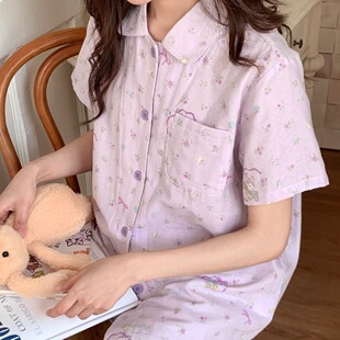 短褲 全棉紗布小清新短袖 睡衣家居服 夏款 25款