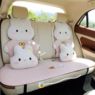 透氣卡通車內(nèi)棉麻女士 夏季 座墊通用25新款 座椅套卡通汽車坐墊四季