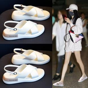 溫柔氣質感 女百搭厚底松糕跟女鞋 2025年夏季 涼鞋 新款 Mostarsea
