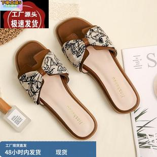 復古平底小涼拖鞋 法式 女夏2025外穿 真皮海邊沙灘配裙子 羊皮版