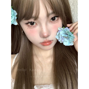 暈染藍色山茶花發夾純欲甜美清新感仿真花朵發卡海邊度假風側邊夾