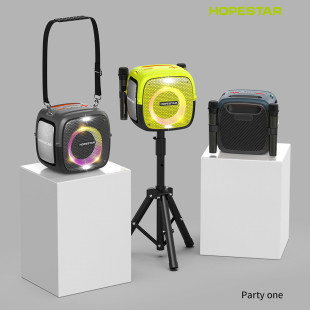 HOPESTAR Partyone大功率音箱雙麥克風帶支架重低音炮戶外音響