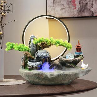 假山流水擺件客廳辦公室風水輪噴泉茶室桌面循環水造景裝 飾喬遷禮
