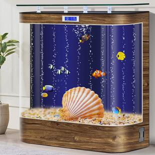 雙弧玻璃金魚缸水族箱1.2米中大型客廳家用生態(tài)過濾 歐式