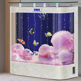 d生態歐式 過濾 雙弧玻璃金魚缸客廳家用1.2米中大型水族箱
