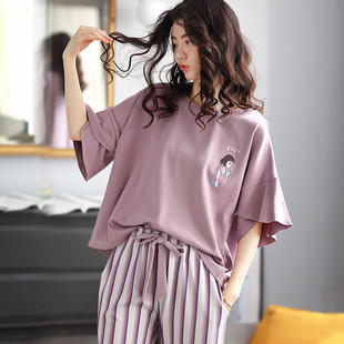 月子服夏天純棉產(chǎn)后哺乳喂奶衣5月份6孕婦睡衣產(chǎn)婦春夏季 吸汗 薄款