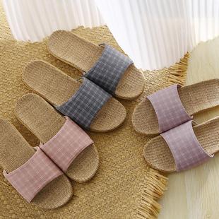 居家防滑男女厚底夏季 棉麻亞麻拖鞋 批發 家居情侶室內eva拖鞋 新款
