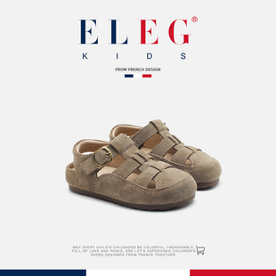 鏤空單鞋 ELEG.kids法國風(fēng)潮童鞋 夏季 女童包頭涼鞋 兒童羅馬涼鞋