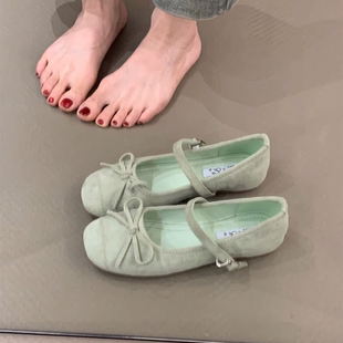 溫柔蝴蝶結瑪麗珍鞋 配裙子單鞋 女2025春季 內增高芭蕾舞鞋 新款 法式