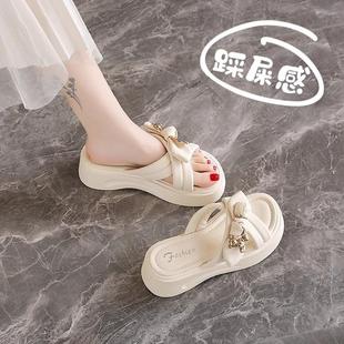 孕婦配裙子沙灘涼鞋 一字拖34小碼 女夏外穿2025新款 厚底涼拖鞋