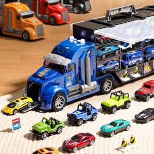 兒童貨柜車玩具合金小汽車套裝 6歲男孩4禮物5 收納小車男童2卡車3