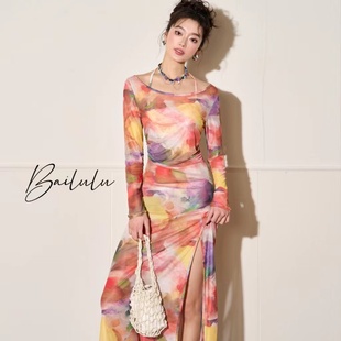 度假 純欲風分體三件套比基尼性感2024新款 泳衣女款 高級感暈染長袖