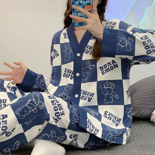 純棉長袖 春秋季 和服學(xué)生大碼 套裝 家居服可 新品 夏天冬開衫 睡衣女款