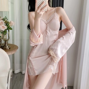 蕾絲吊帶睡裙純欲風情調帶胸墊家 冰絲2025新款 新品 性感睡衣女夏季