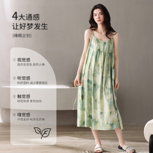 2025 純棉吊帶性感居家居服孕婦寬松睡衣女款 新品 帶胸墊睡裙女夏季