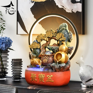 聚寶盆招財流水噴泉葫蘆風水輪客廳辦公室循環(huán)水擺件喬遷開業(yè)禮