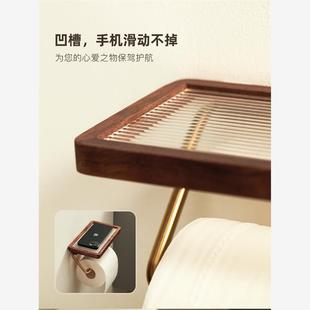 素風衛生間卷紙架免打孔實木廁所紙巾架創意廁紙架衛生紙置物架子