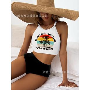 2025新款 印花分體泳衣外貿跨境比基尼bikini 歐美多色定版