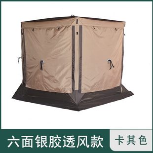 高檔自動(dòng)帳篷防蚊遮陽(yáng)房車(chē)網(wǎng)紗棚6人防雨 蒙古包戶(hù)外六角涼雙門(mén)免