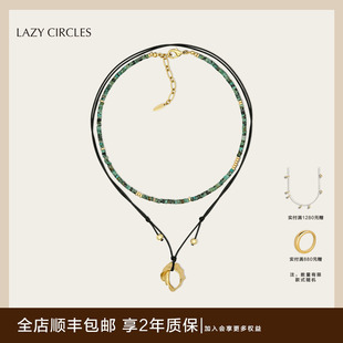 LAZY CIRCLES海風(fēng)綠松影套組項(xiàng)鏈女天然石串珠疊戴海邊度假風(fēng)輕奢