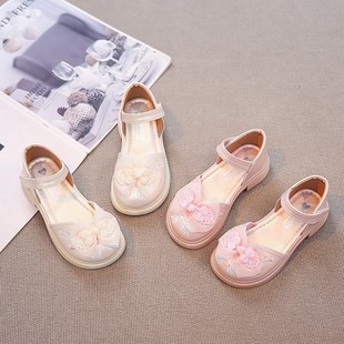 2025夏季 繡花中國風漢服鞋 新款 女孩公主鞋 潮 兒童古風單鞋 女童涼鞋