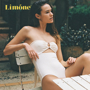 白色連身連體泳衣女款 Limone新款 歐美海邊度假泳裝 1saye同款