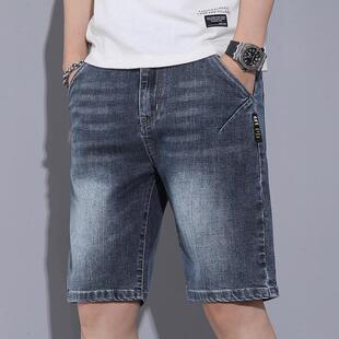 男夏季 休閑彈力帥氣五分中褲 薄款 潮流寬松直筒男士 子 韓版 牛仔短褲