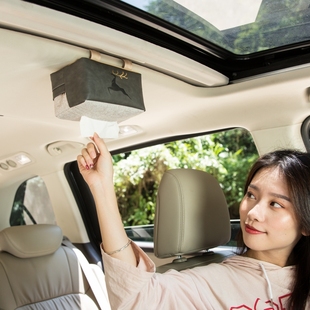 帆布創(chuàng)意汽車車用紙巾盒天窗遮陽(yáng)板掛式 車載抽紙盒椅背卡扣紙巾盒