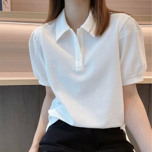 t恤女2025夏季 女士百搭大碼 時尚 顯瘦甜辣修身 洋氣POLO衫 高檔短袖