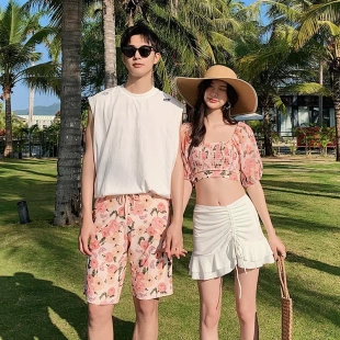 情侶泳衣女三件套分體裙式 比基尼遮肚顯瘦度假性感聚攏仙女范泳衣