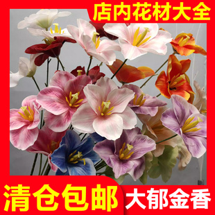 廠家直銷三頭郁金香仿真花新款 婚禮假花路引地排插花 婚慶花材特價