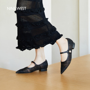 West 網紗透氣瑪麗珍一字帶涼鞋 玖熙淺口單鞋 新款 女2025夏季 Nine