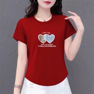 百搭上衣 t恤女寬松顯瘦圓領印花體桖衫 清倉撿漏外貿媽媽時尚 短袖