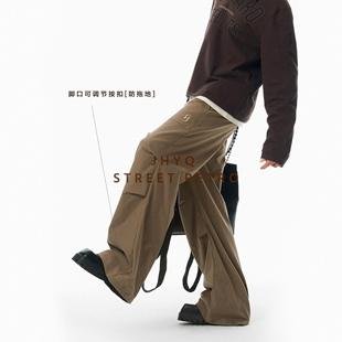 褲 褶皺傘兵工裝 JHYQ春秋美式 男潮牌寬松可束腳休閑褲 限時特價